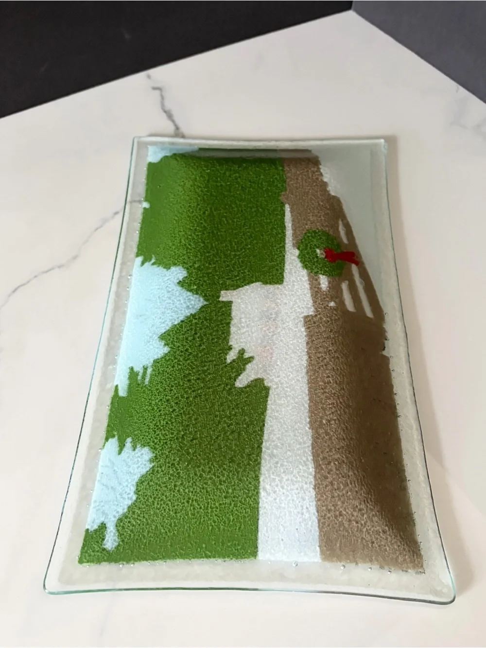 Snowy Cottage Platter by Peggy Karr